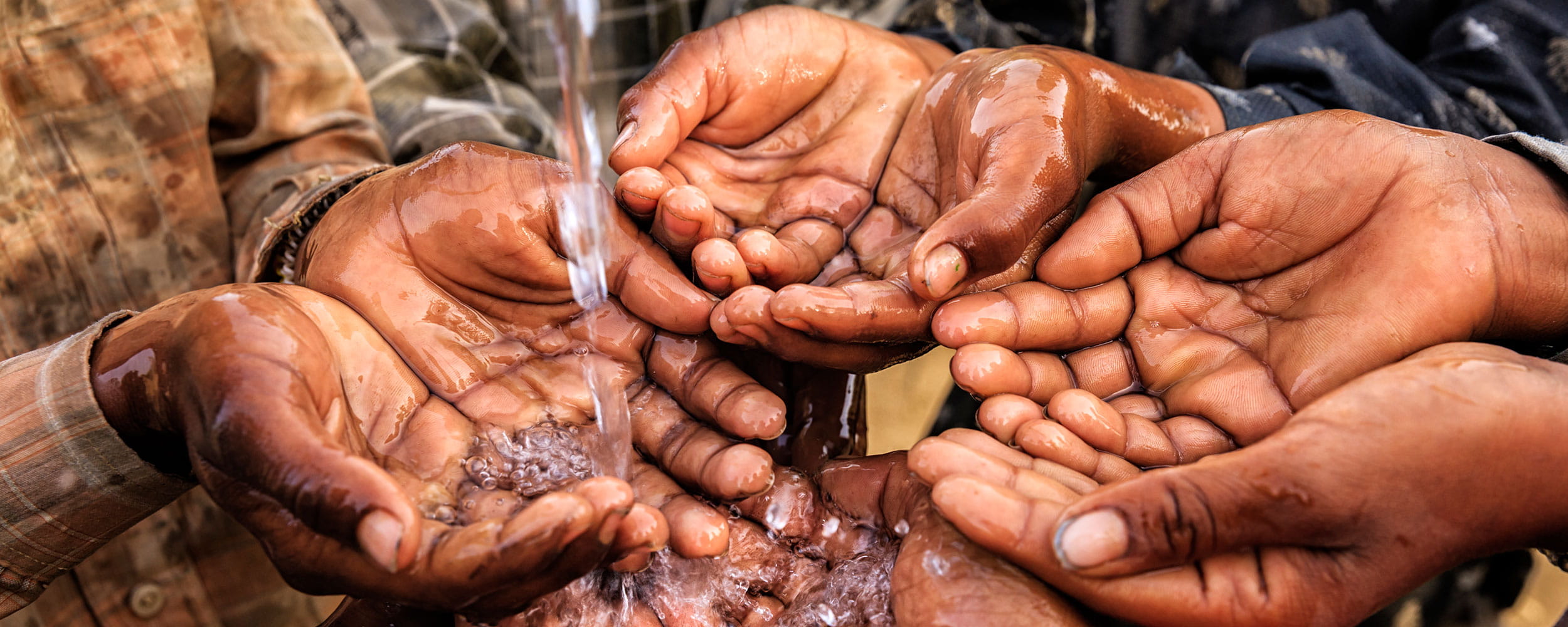 Indian children asking for fresh water